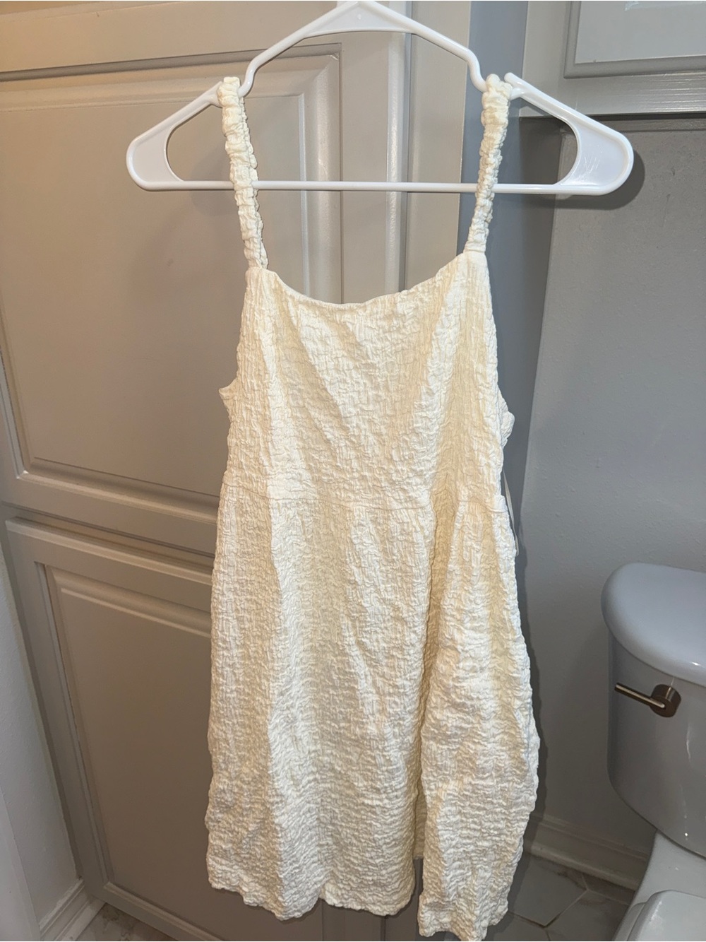 Cream Textured Strappy Sundress